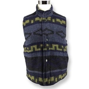 St Johns Bay Reversible Wool Indian Blanket Vest Western Aztec Southwest Sz S